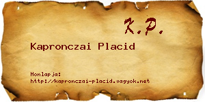 Kapronczai Placid névjegykártya