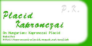 placid kapronczai business card